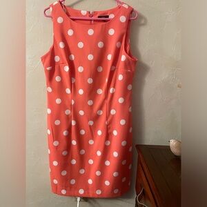 Coral color pokadot summer sheath dress GUC